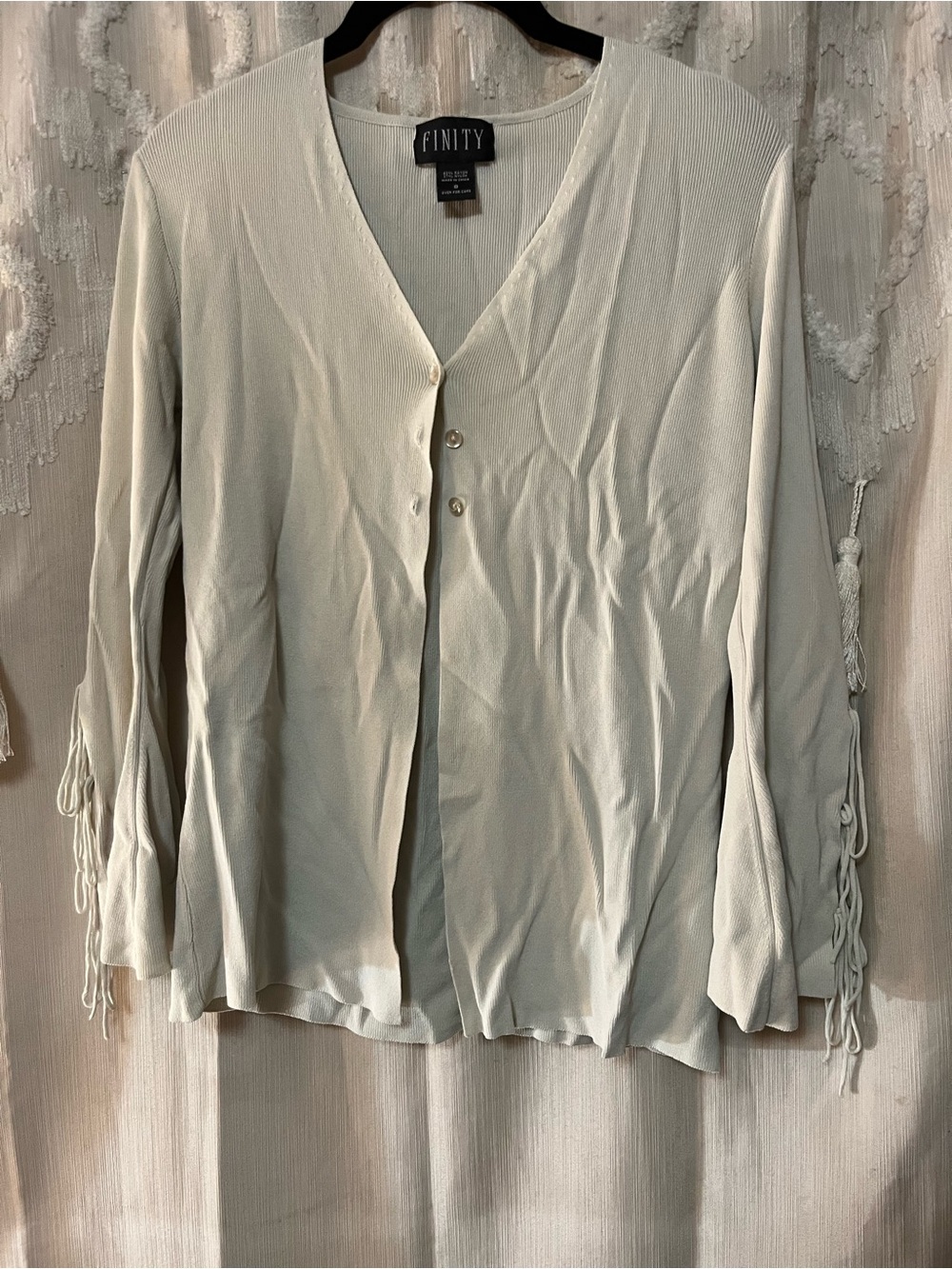 Finity Light Sage Button-Front Long Sleeve Top